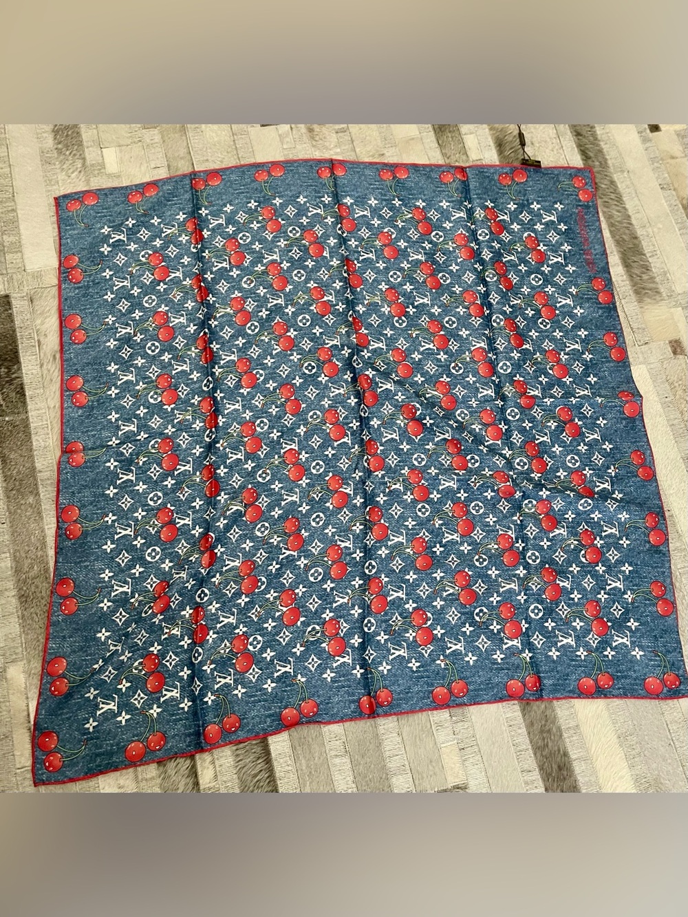 Denim Blue LV Silk Scarf - Picture 1 of 4